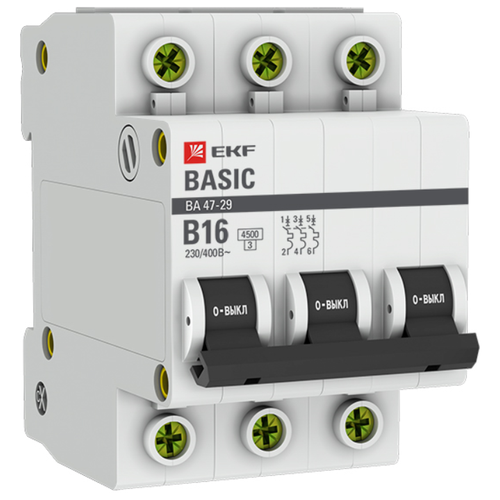 Автоматический выключатель 3P 25А (B) 4,5кА ВА 47-29 EKF Bas