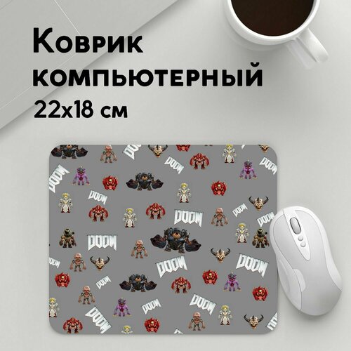 Коврик для мышки прямоугольный 220x180x3мм / Doom / Геймерам / MONSTER PATTERN