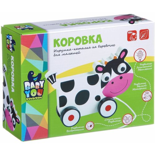 Каталка-игрушка BONDIBON Коровка (ВВ1498),