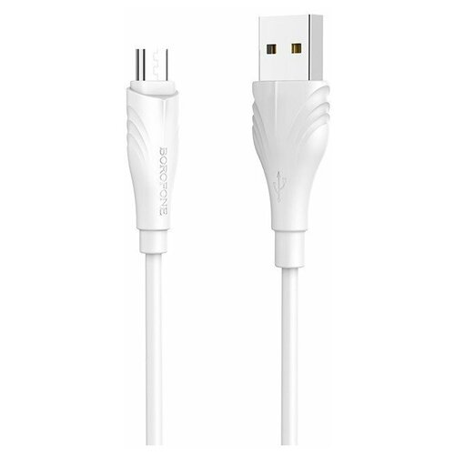 Дата-кабель Borofone BX18 USB-MicroUSB, 1 м, белый