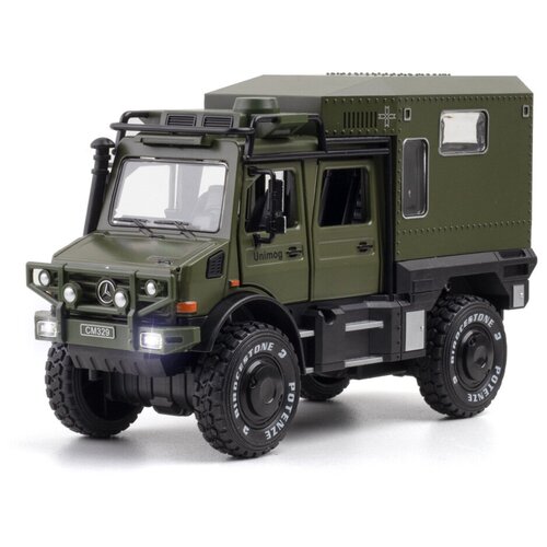 Модель Mercedes Unimog 1:28 пластик. инерц. свет звук откр