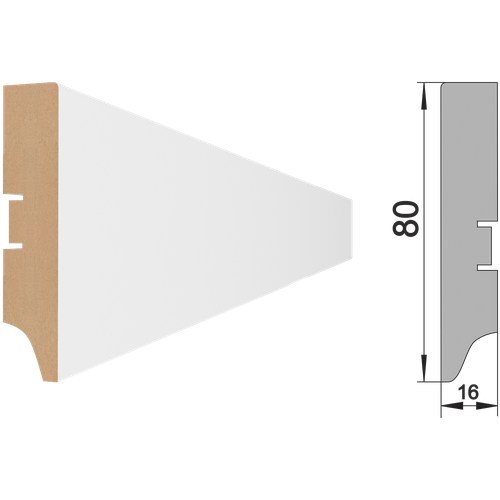 Напольный плинтус МДФ STELLA 80А 2000х80х16 Белый (16шт в уп