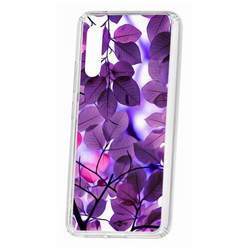 Чехол для Samsung Galaxy A90 5G Kruche Print Purple leaves,п