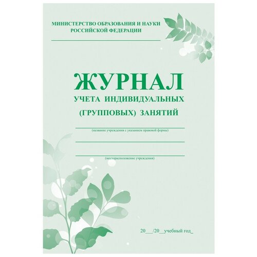 Журнал учета индивидуальных (групповых) занятий. КЖ - 400