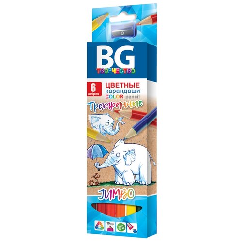 BG Кандаши цветные Jumbo, 6 цветов (KR6C_t