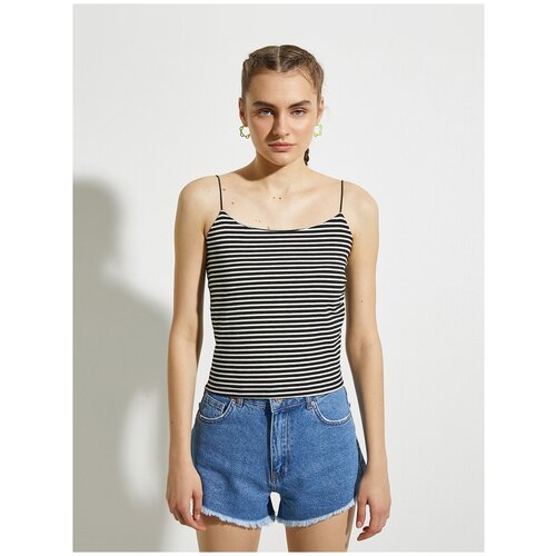 Майка KOTON WOMEN, 1YAK38046PK, цвет: BLACK STRIPE, размер: 