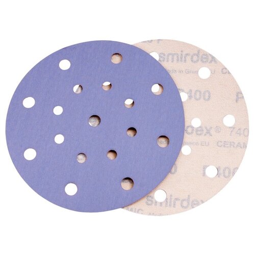 Шлифовальные круги P180 150мм SMIRDEX Ceramic Velcro Discs 740 Абразивный круг,