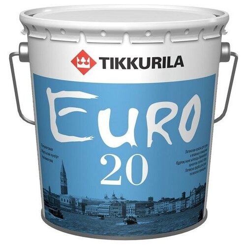 Краска латексная Tikkurila Euro 20 влагостойкая моющаяся полуматовая белый 0.9