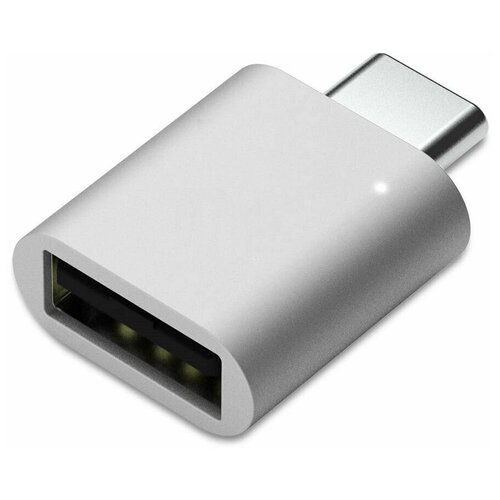 Адаптер переходник USB Type C (вход) - USB 3.0 (выход), серебристый,