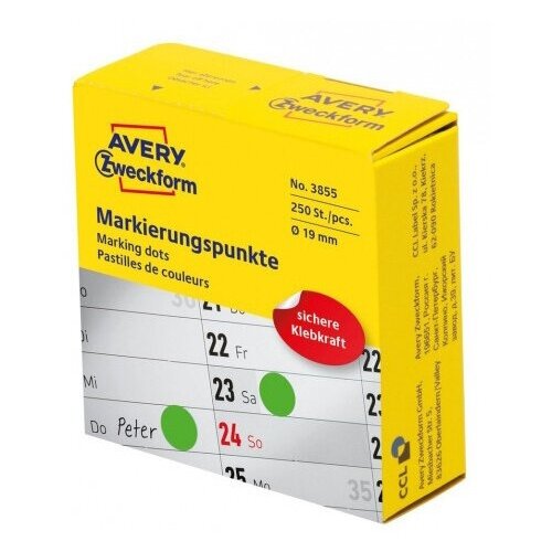 Этикетки Avery Zweckform 3855 250шт на листе диаметр 19мм/70