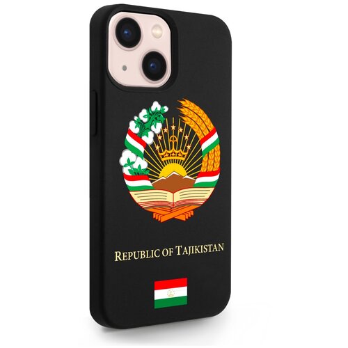 Черный силиконовый чехол SignumCase для iPhone 13 Mini Герб Таджикистана для
