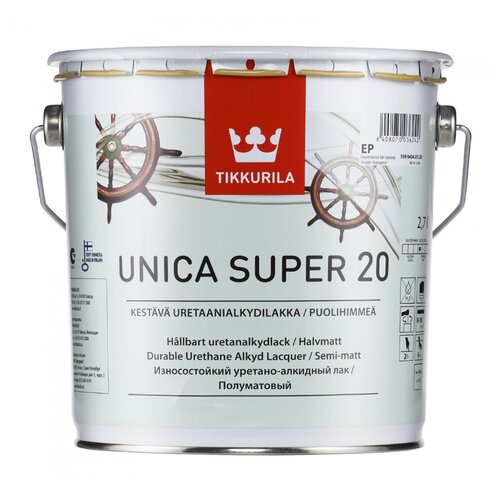   Яндекс Маркет Tikkurila Unica Super 20 яхтный лак полуматовый (бесцветный,