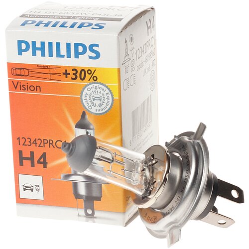 Автолампа H4 (60/55) P43t-38+30% PREMIUM 12V PHILIPS /1/10/1