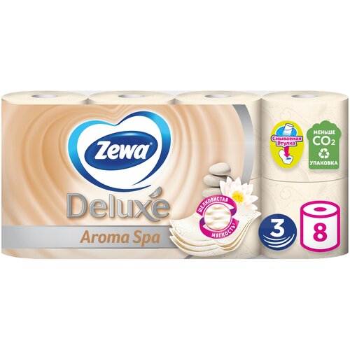 Туалетная бумага Zewa Deluxe АромаСпа трёхслойная 8 рул.