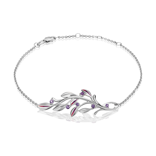 Браслет PLATINA jewelry из серебра 925 пробы с аметистом, эм