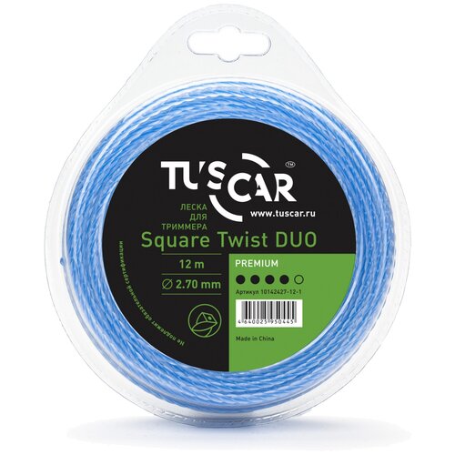 Леска для триммера TUSCAR Square Twist DUO Premium, 2.70мм* 