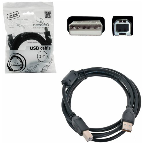 Аксессуар Gembird Cablexpert Pro USB 2.0 AM/BM 3m Black