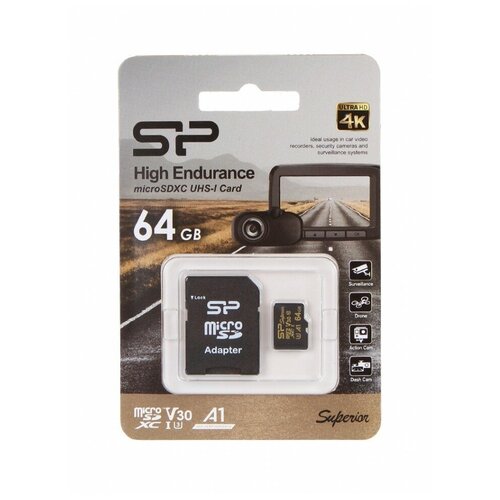 Флеш карта microSD 64GB Silicon Power Superior Golden A1 mic