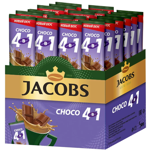 Кофе растворимый Jacobs Choco, с какао-порошком, 4в1, порцио