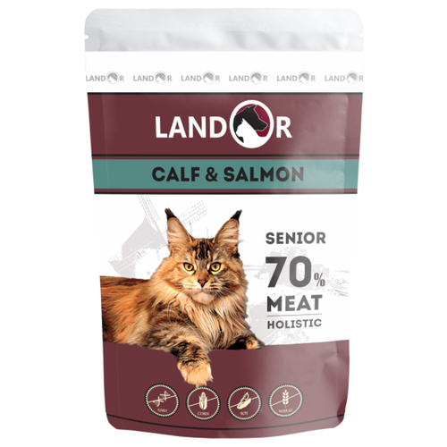 Landor Senior Пауч для кошек с Телятиной и Лососем 85 гр x 6