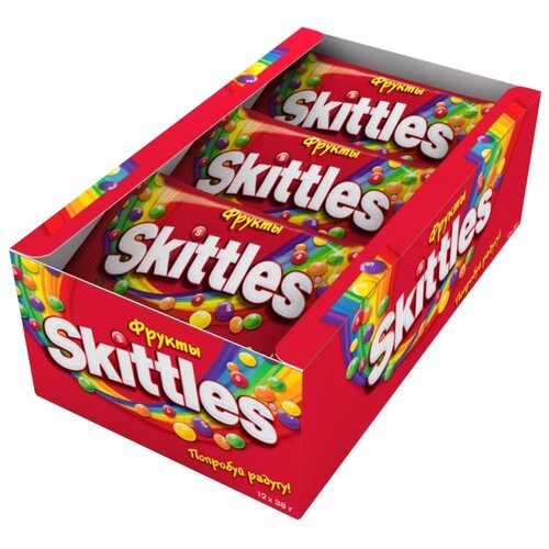 Драже Skittles Скитлс Красный (Фрукты), 38 г х 12 шт