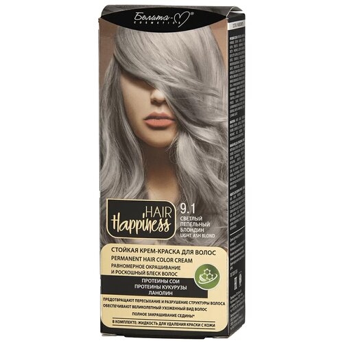 Белита-М Hair Happiness крем-краска для волос, 9.1 светлый пепельный блондин,