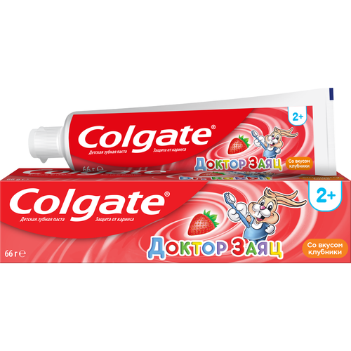 Зубная паста Colgate Доктор Заяц вкус Клубники детская, 50 мл, 66 г,