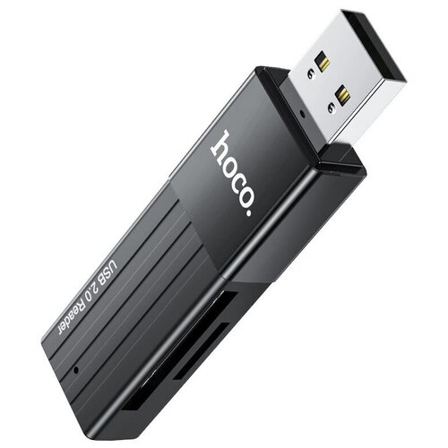 Переходник HOCO HB20 Mindful, USB - TF/SD, черный, (USB 2:0 - 480