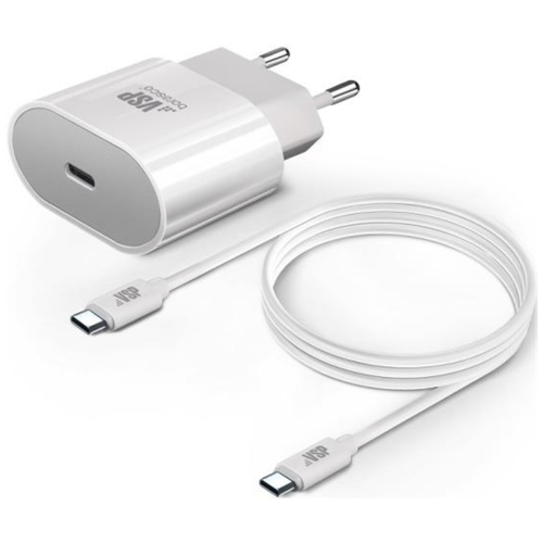 СЗУ адаптер USB Type-C, Power Delivery, 20Вт + кабельType-C - 8 pin, 3А, 1м, белый,