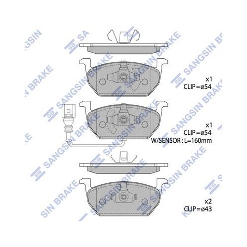 Дисковые тормозные колодки передние SANGSIN BRAKE SP1736 для Skoda Octavia,