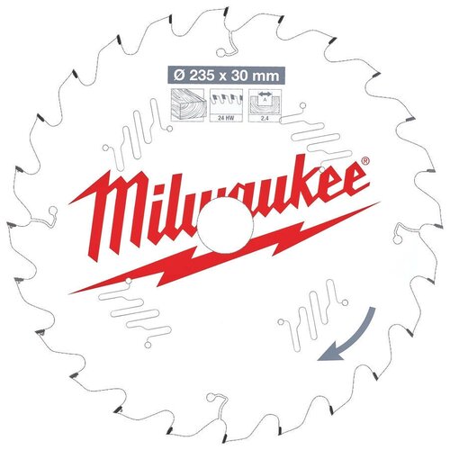 Диск пильный по дереву 235х30мм, 24 зуб. Milwaukee 493247130