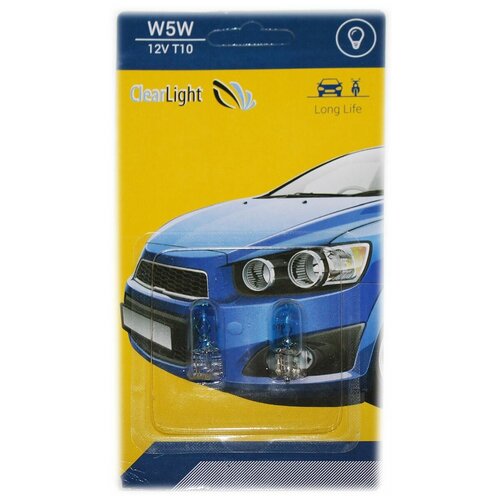 Лампа 12v W5w 5w T10 Clearlight Clearlight Blue 2 Шт. Блисте