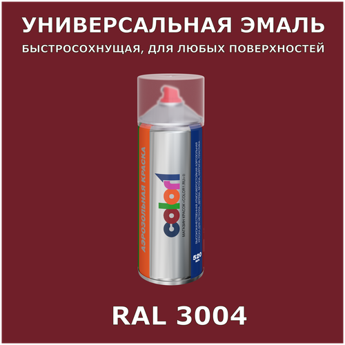 Краска Color1 универсальная аэрозольная акриловая, RAL 3004, матовая, 520