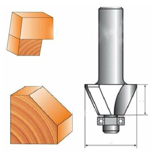 Фреза по дереву кромочная конусная 45° CTФ-1024, 8х48Dх22.5H