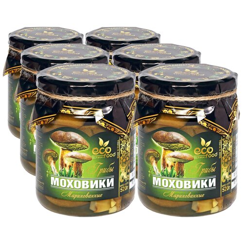 Грибы консервированные Моховики Ecofood маринованные, 520 г, 500 мл, 6