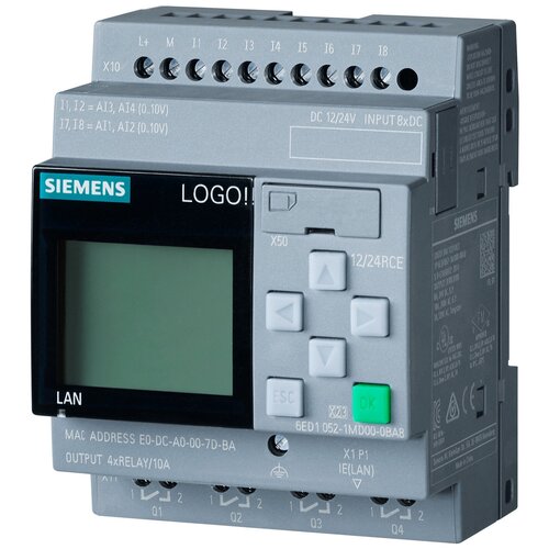 SIEMENS Микроконтроллер 6ED1052-1MD08-0BA1 LOGO! 12/24RCE, 8 DI (4 AI)/4 DO, с