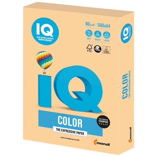 Бумага цветная IQ color, А4, 80 г/м2, 500 л., тренд, золотис