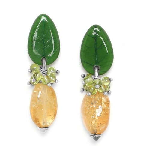 Серьги Nature Bijoux, Citrus, листья с подвесками из цитрина