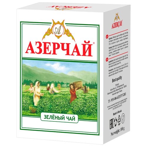 Чай зеленый Azercay листовой, 100 г, 30 уп.