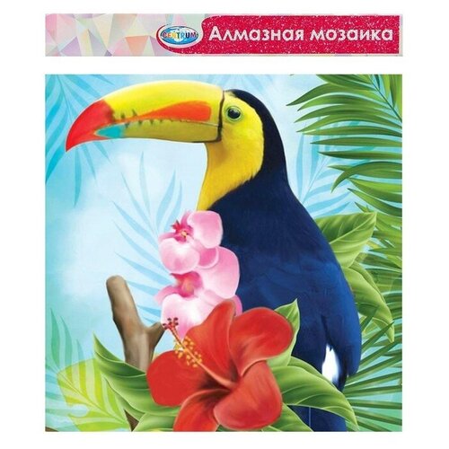 Алмазная мозаика без подрамника, частичное заполнение «Тукан» 40×50