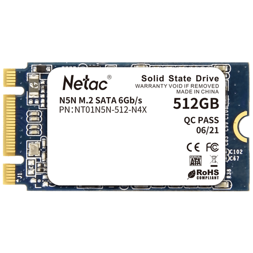 Внутренний SSD Netac 512GB N5N, SATA-III, R/W - 540/490 MB/s