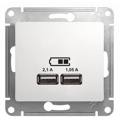 Розетка USB SCHNEIDER ELECTRIC GLOSSA A+A, 5В/2,1 А, 2х5В/1,