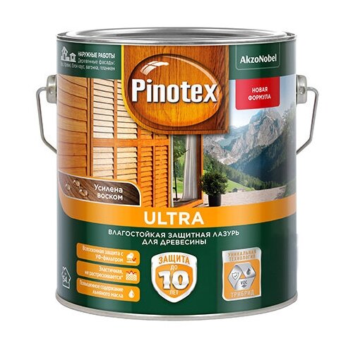 Антисептик Pinotex Ultra декоративный для дерева белый 2,7 л