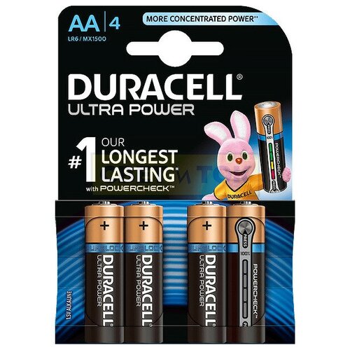 Батарейка UltraPower AA с индикатором заряда, 4шт. Duracell 