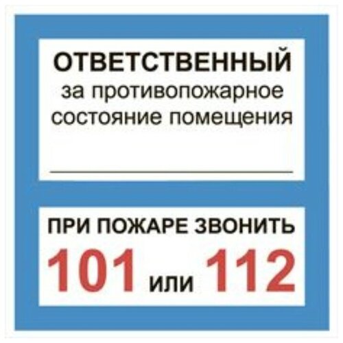 Табличка ответственный за ПСП 100х100мм, ПВХ