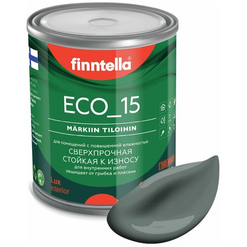 Краска акриловая finntella Eco_15 Antivandal моющаяся полуматовая salvia 0.9