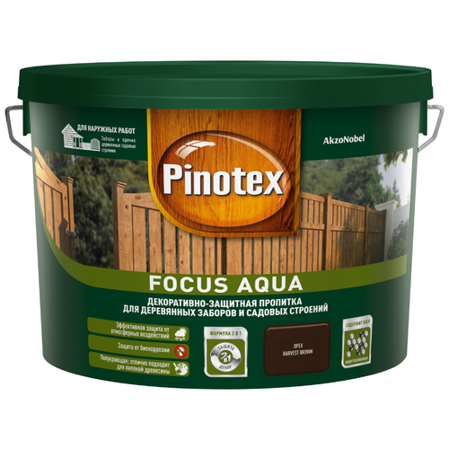 PINOTEX FOCUS AQUA орех (9 л) декоративно-защитная пропитка 