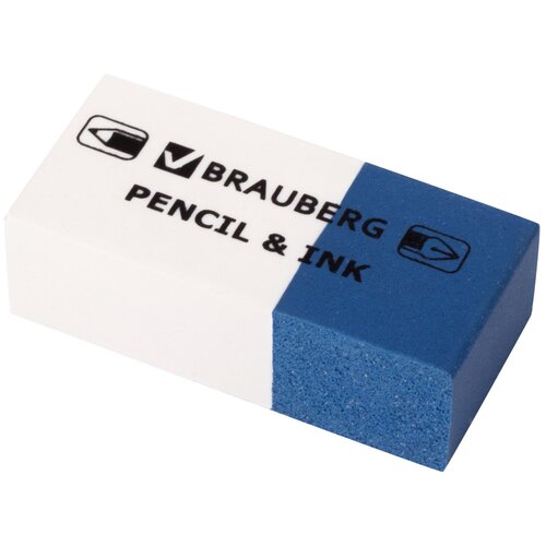 Ластик BRAUBERG PENCIL & INK, 39х18х12 мм, для ручки и кар