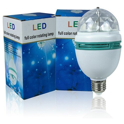 Вращающаяся диско лампа LED full color rotating lamp. 3 Вт, 