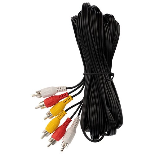 Rexant Шнур REXANT 3 RCA - 3 RCA, 5 м, черный (10 шт./уп.) (